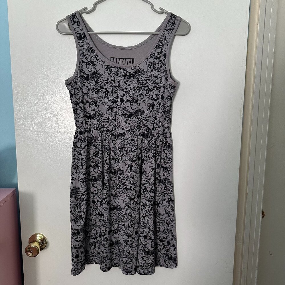 Her Universe Grey and Black Marvel Graphic Tank Dress